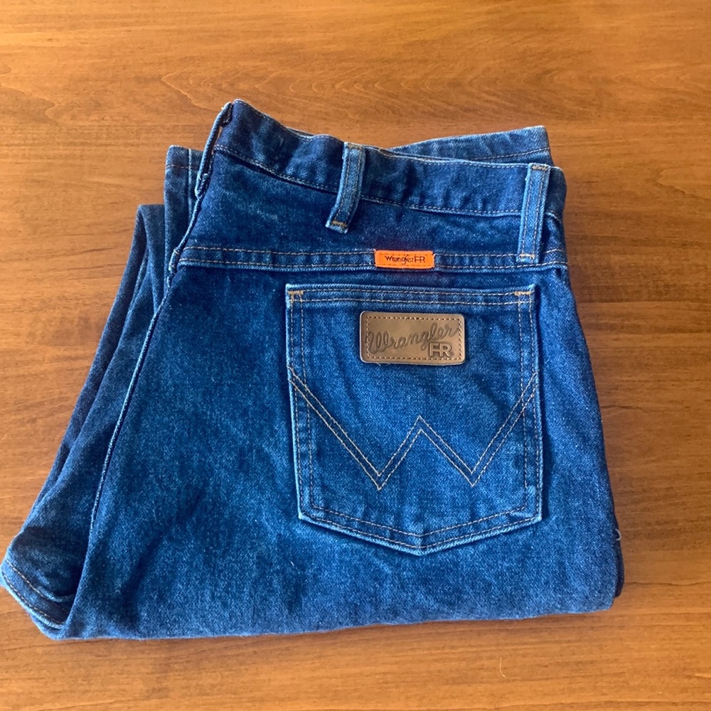 - Wrangler FR Flame Resistant  Relaxed Blue Jeans